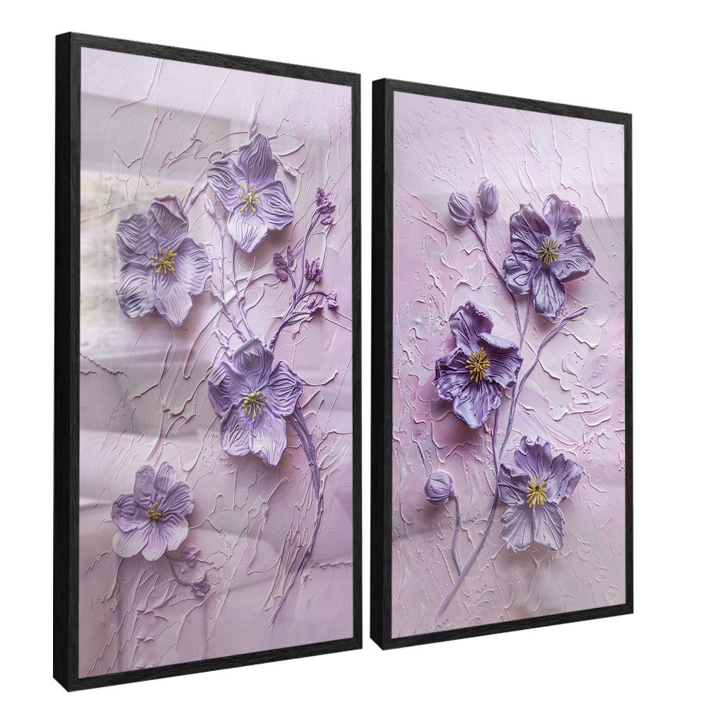 Duo Violet Flower Painting Canvas