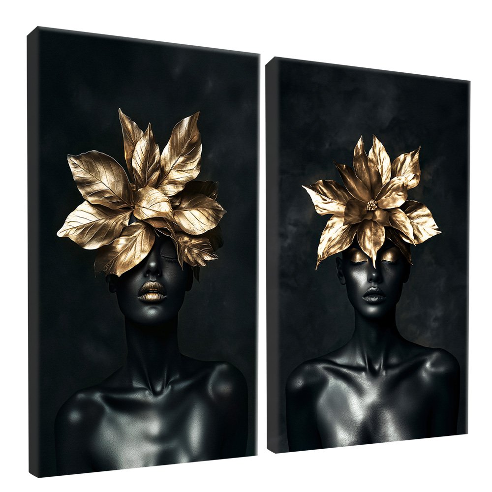 Duo Woman and Golden Floral V2127 Canvas