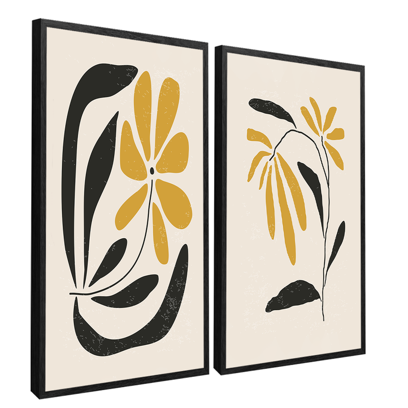 Minimalist Yellow Flower Duo Canvas V1514