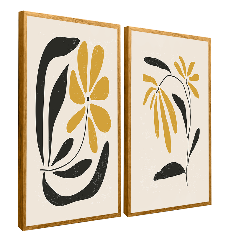 Minimalist Yellow Flower Duo Canvas V1514