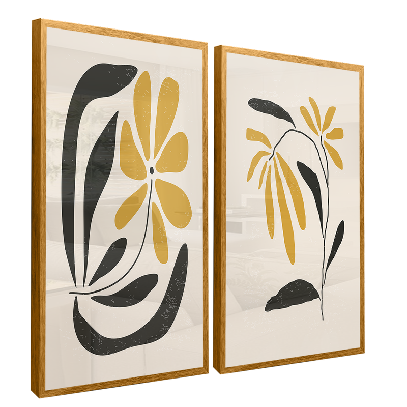 Minimalist Yellow Flower Duo Canvas V1514