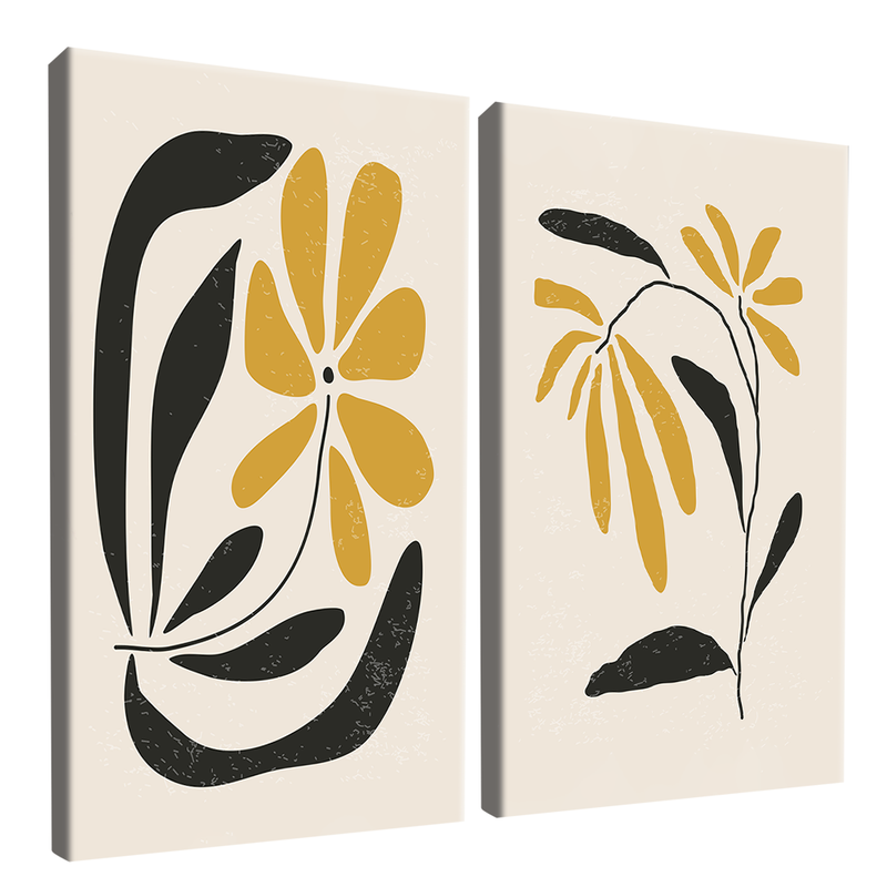 Minimalist Yellow Flower Duo Canvas V1514