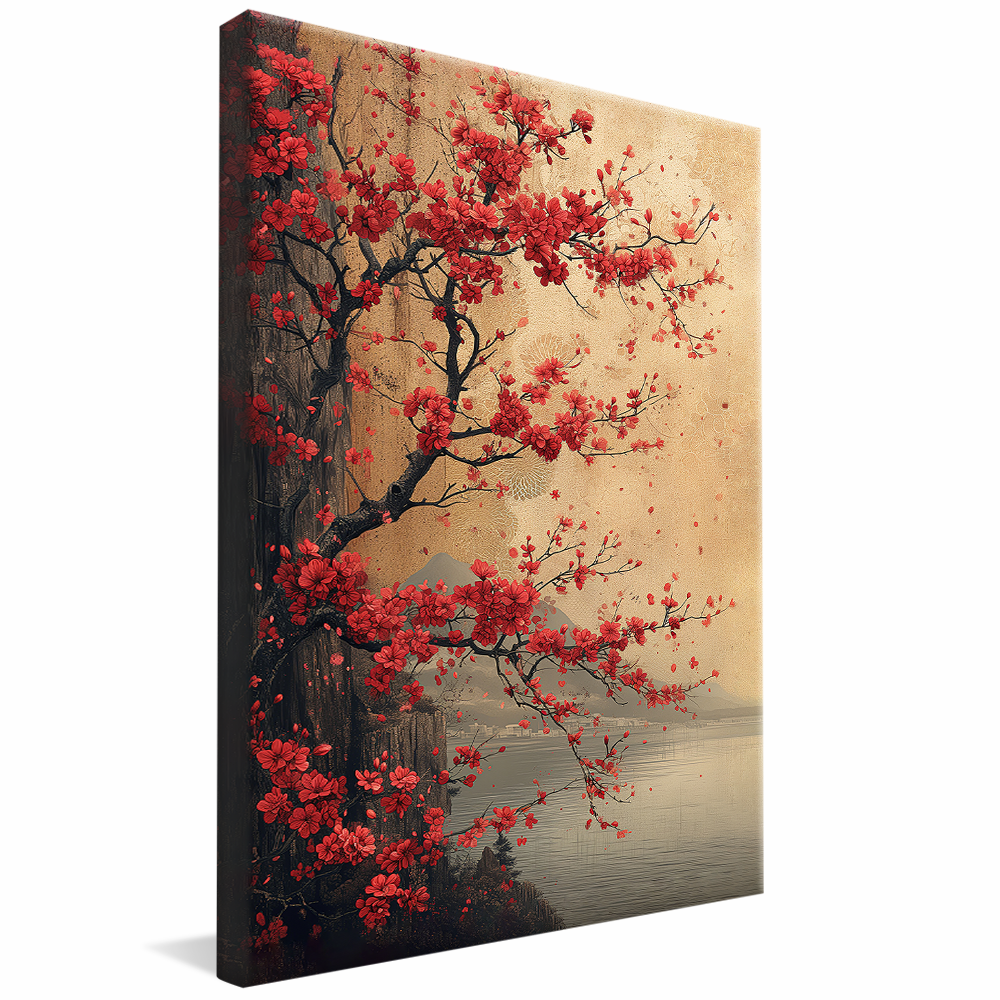 Elegant Red Tree Painting v1189 Canvas