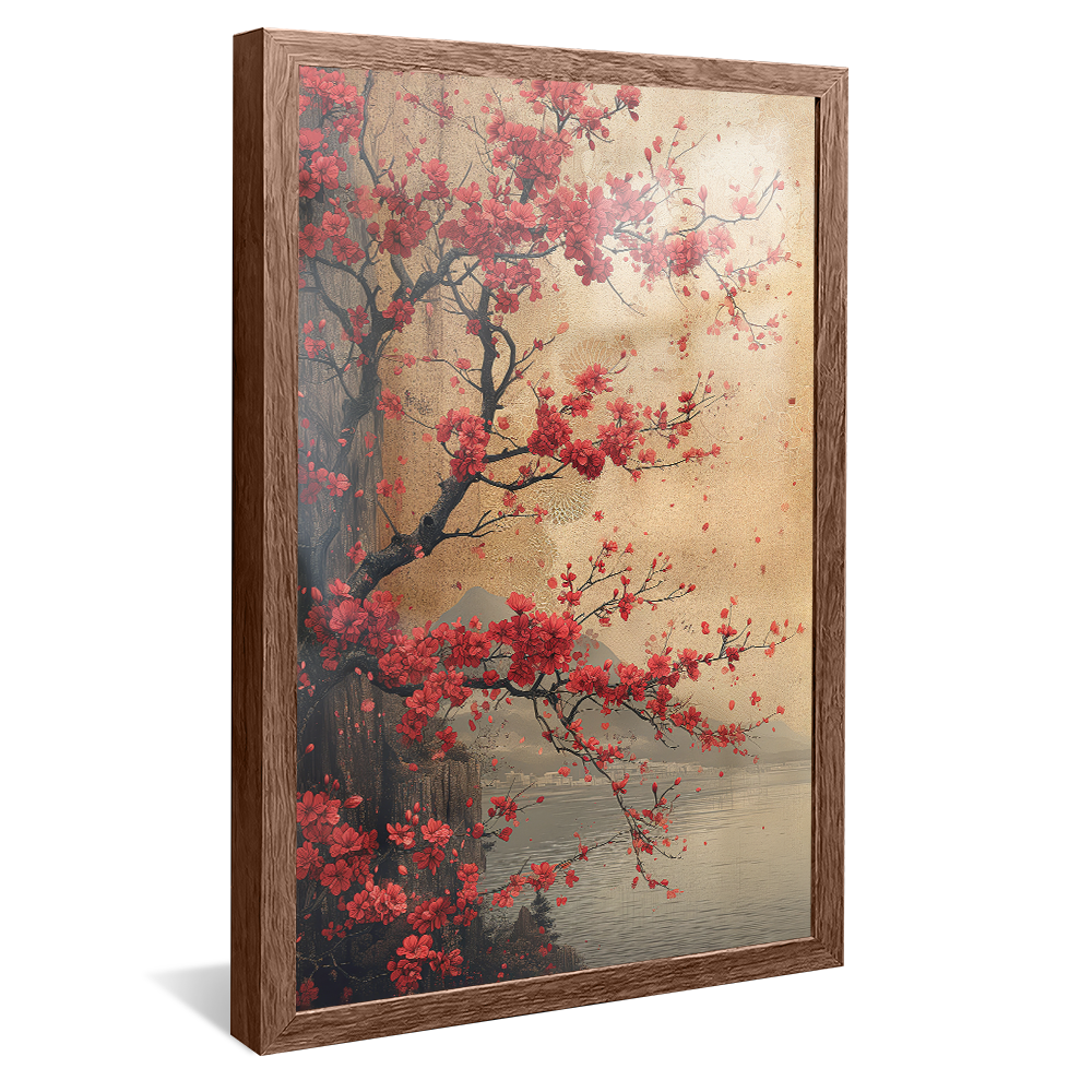 Elegant Red Tree Painting v1189 Canvas