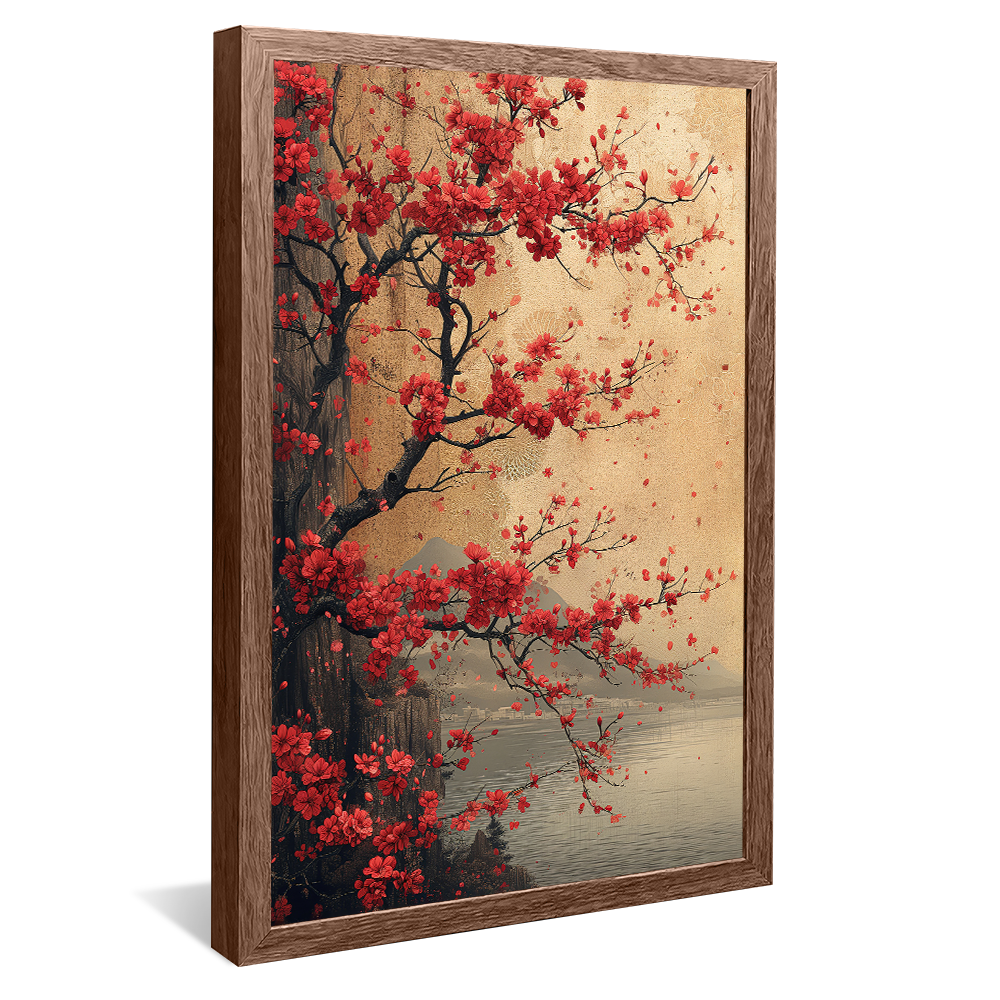 Elegant Red Tree Painting v1189 Canvas