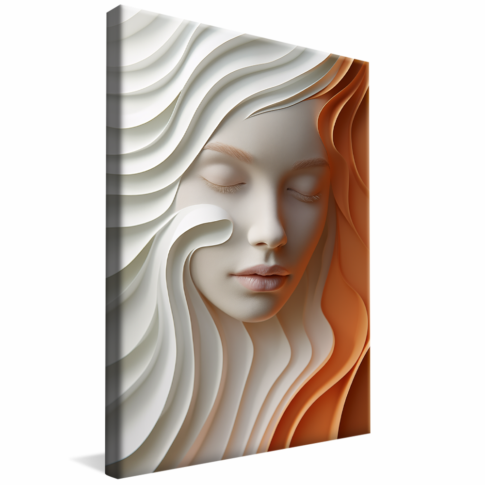 Face Woman in Marble Canvas