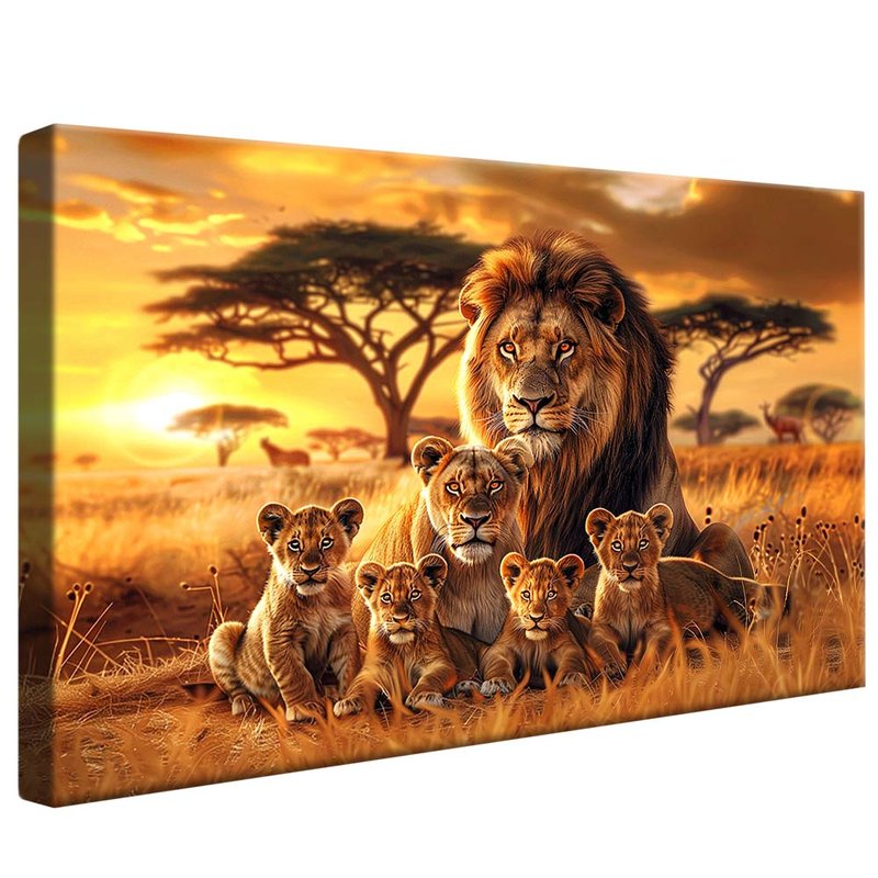 Family Lions in Savana V1939 Canvas