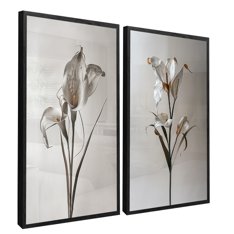 Duo Floral Calla Glass Canvas V1564