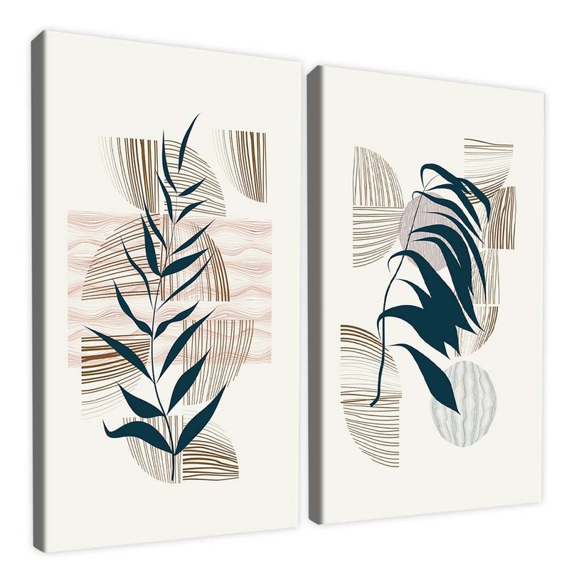 Floral Duo and Lines Canvas V1639