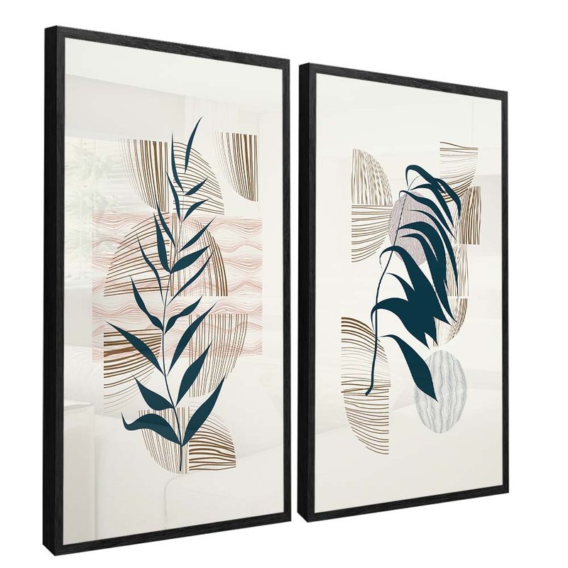 Floral Duo and Lines Canvas V1639