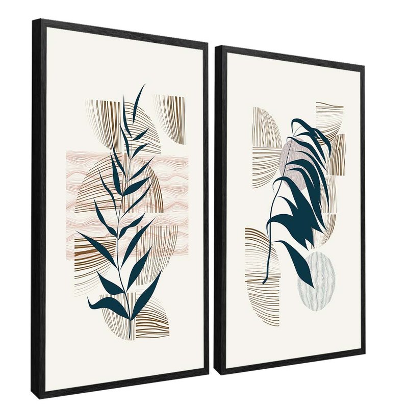 Floral Duo and Lines Canvas V1639