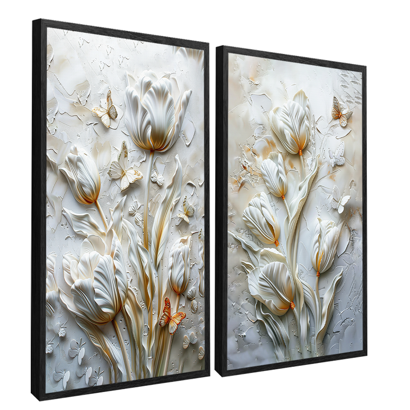 Floral Duo In Marble Canvas V1543