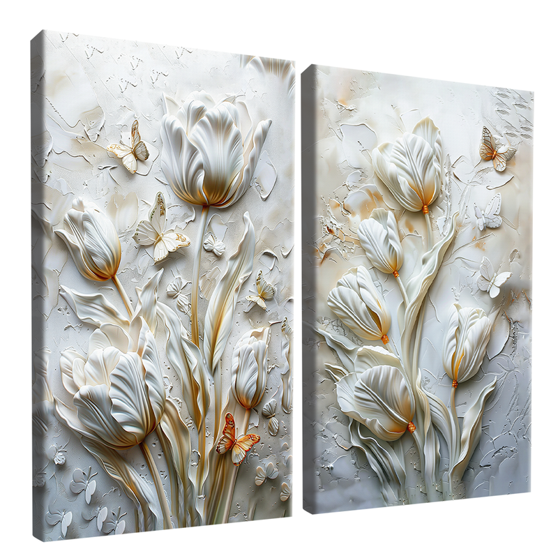 Floral Duo In Marble Canvas V1543