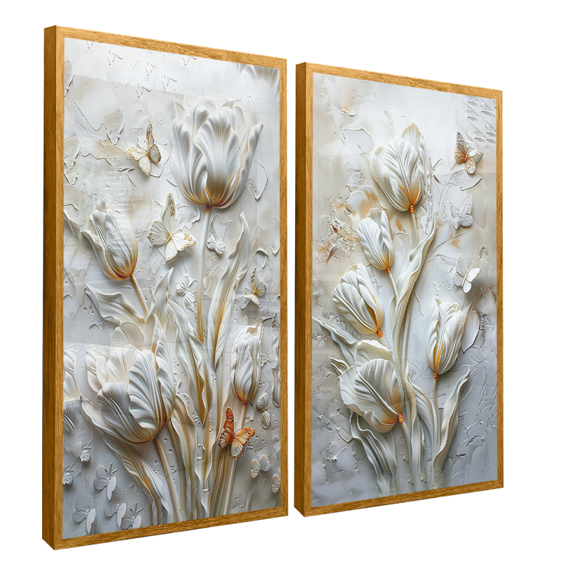 Floral Duo In Marble Canvas V1543