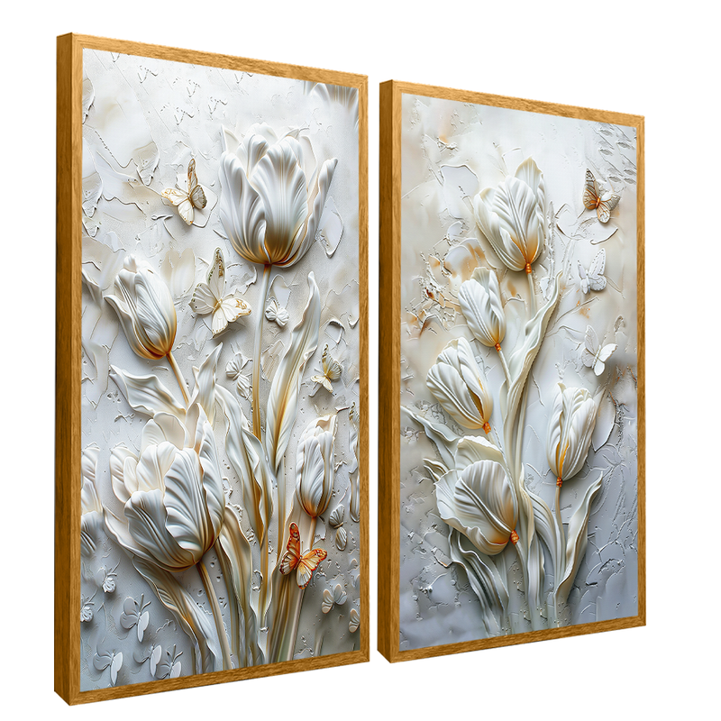 Floral Duo In Marble Canvas V1543