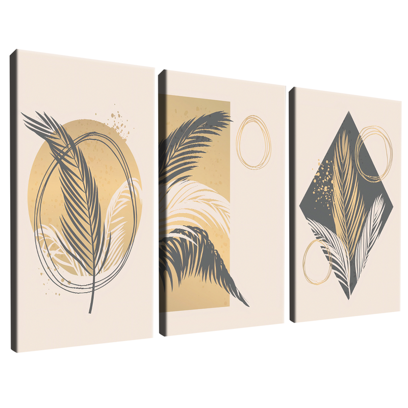 Floral Trio and Minimalist Symbols V1547 Canvas