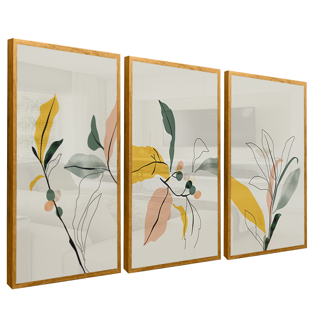 Floral Trio in Lines V1536 Canvas