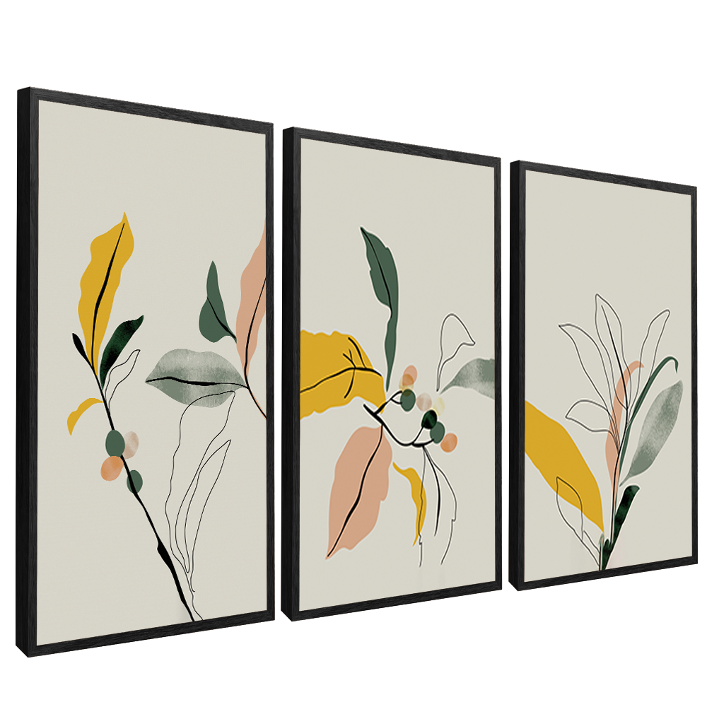 Floral Trio in Lines V1536 Canvas