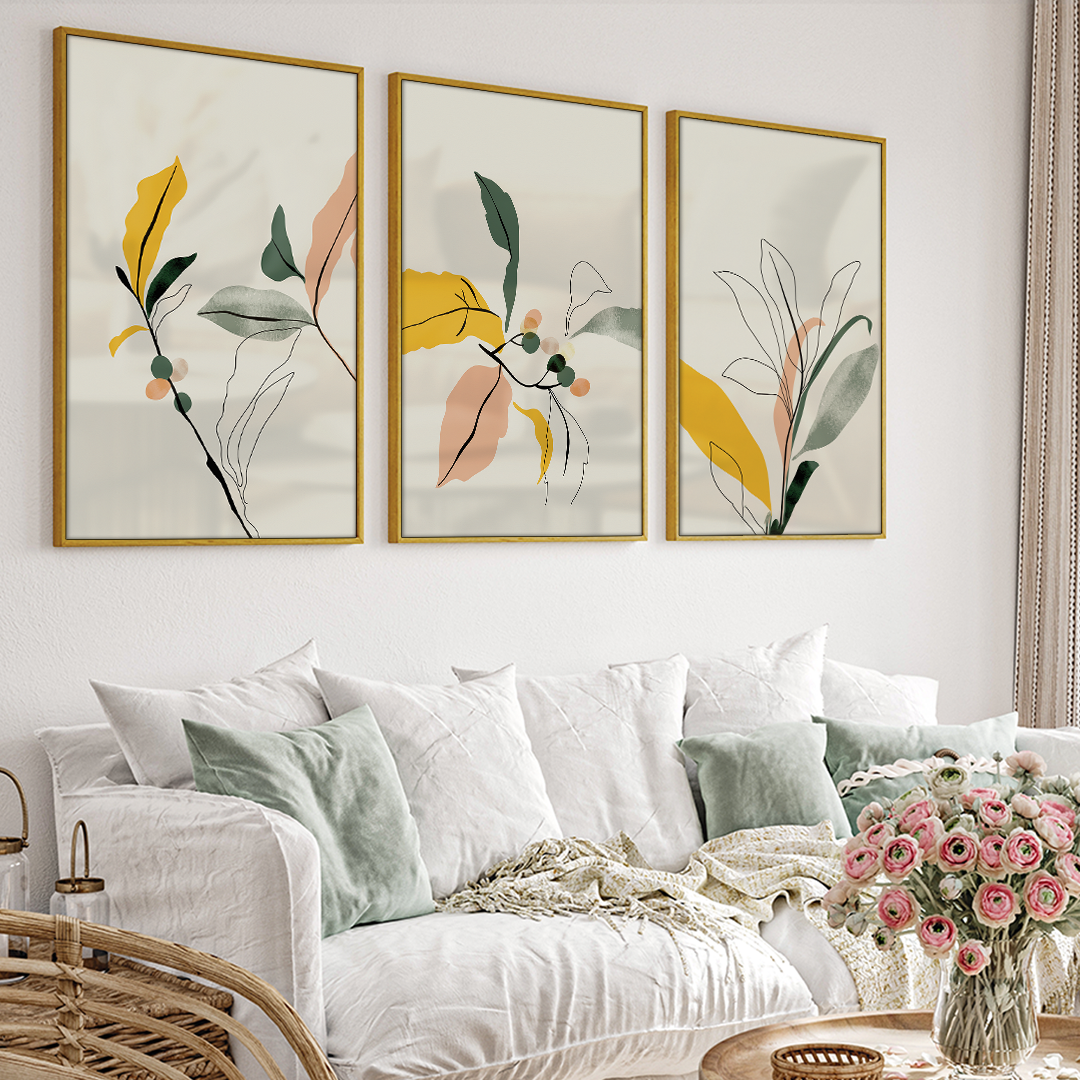 Floral Trio in Lines V1536 Canvas