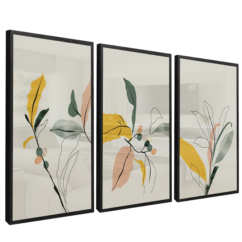 Floral Trio in Lines V1536 Canvas