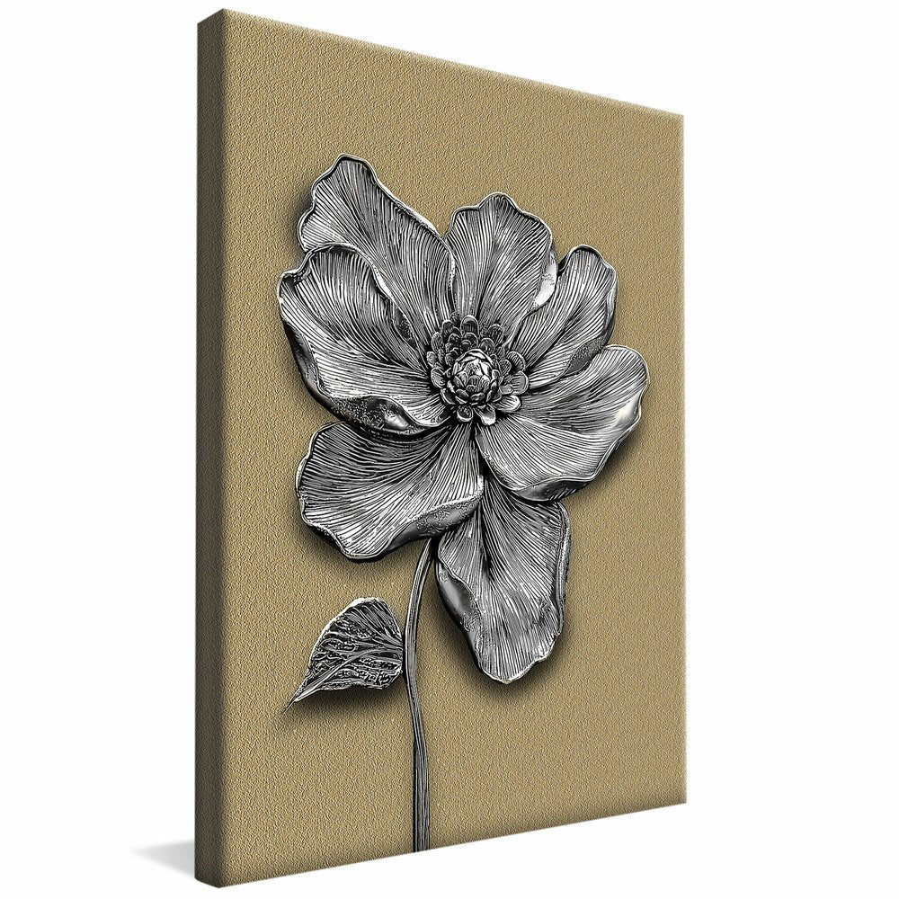 Floral in BlackSilver V2087 Canvas