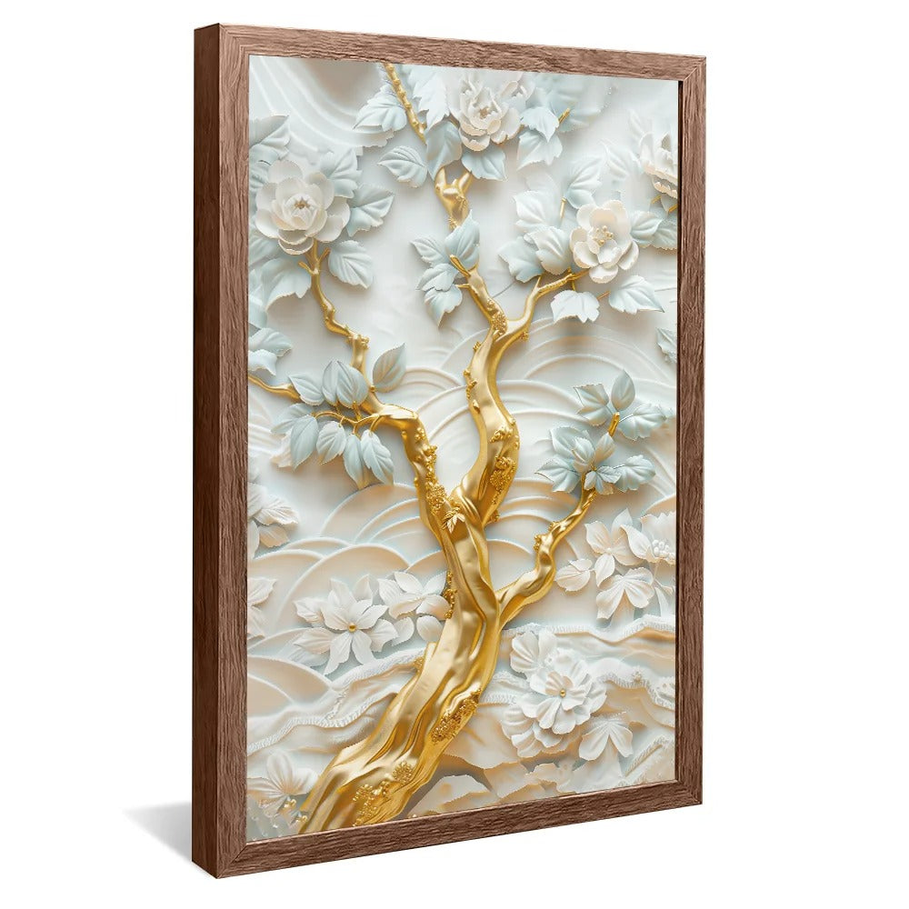 Floral in Marble and Gold Decorative Canvas V1372