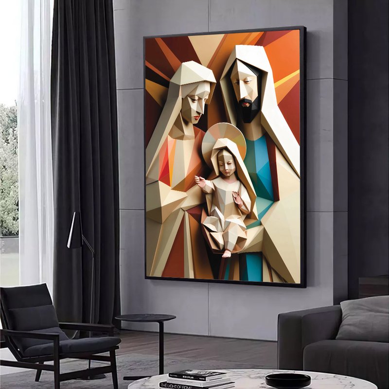 Geometric Sacred Family Canvas