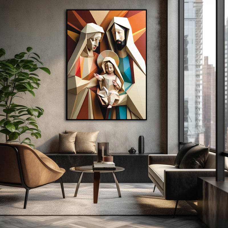 Geometric Sacred Family Canvas