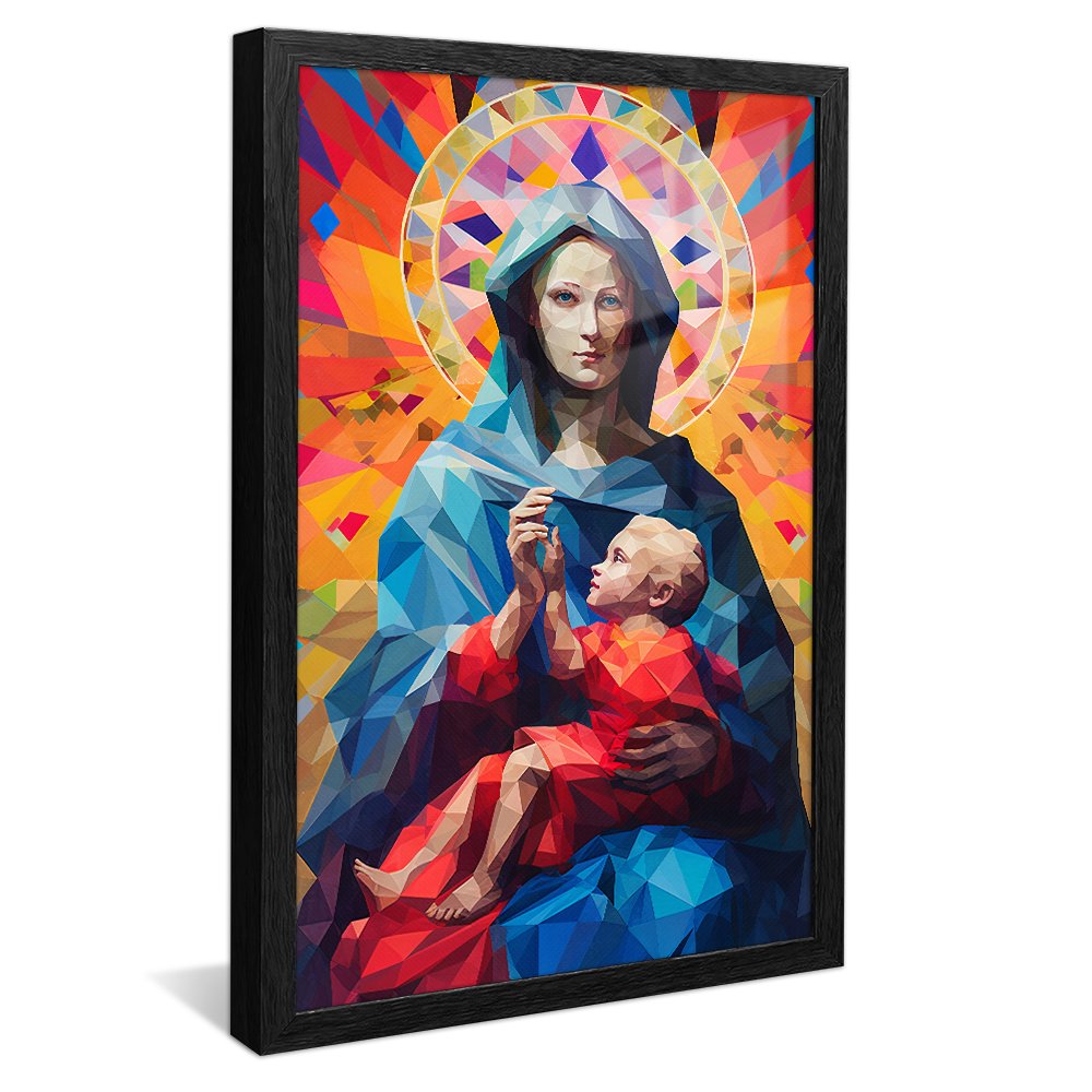 Geometric Virgin Mary and Jesus Canvas