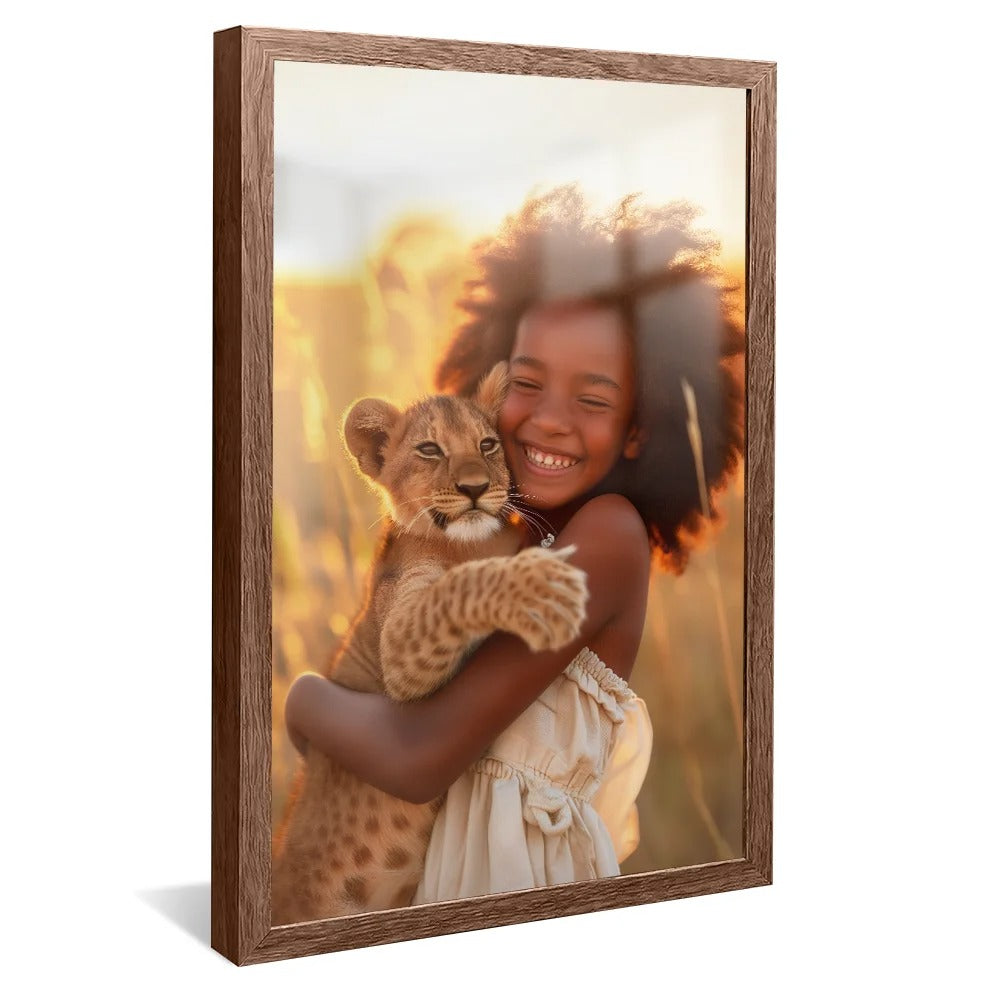 Girl and Lion Cub Canvas V1256