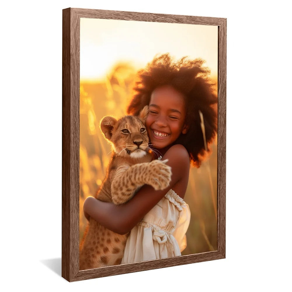 Girl and Lion Cub Canvas V1256