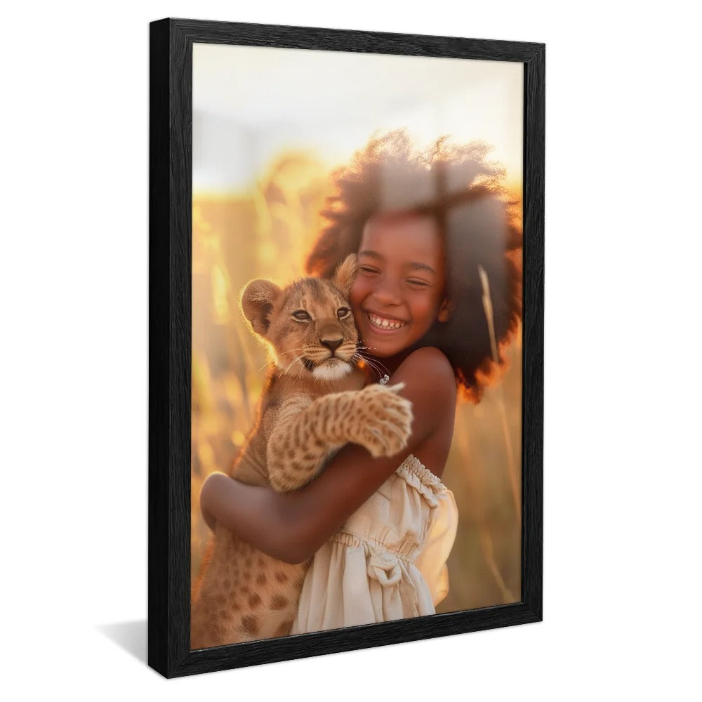 Girl and Lion Cub Canvas V1256