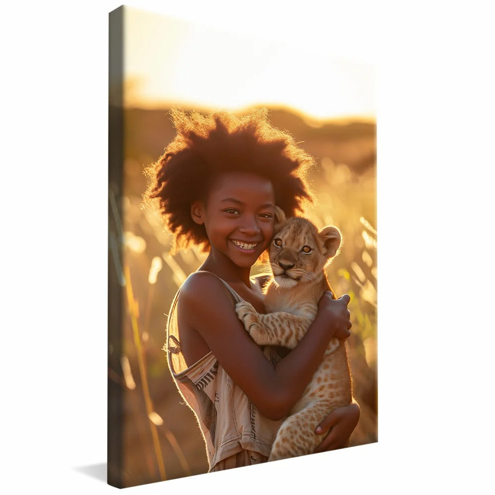 Girl and the Little Lion V1225 Canvas