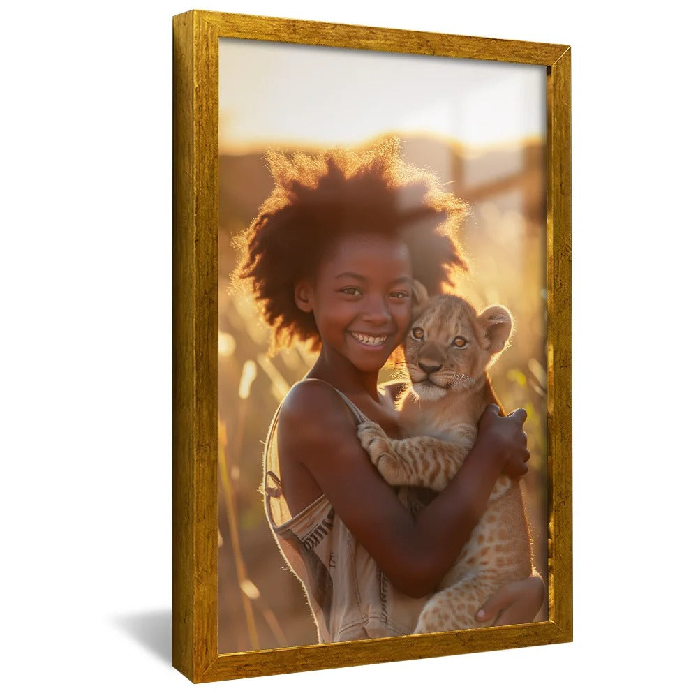 Girl and the Little Lion V1225 Canvas