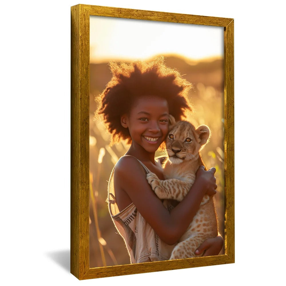 Girl and the Little Lion V1225 Canvas