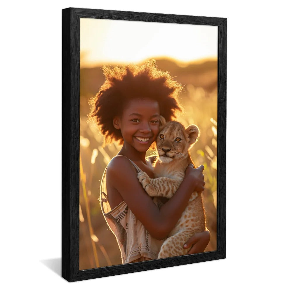 Girl and the Little Lion V1225 Canvas