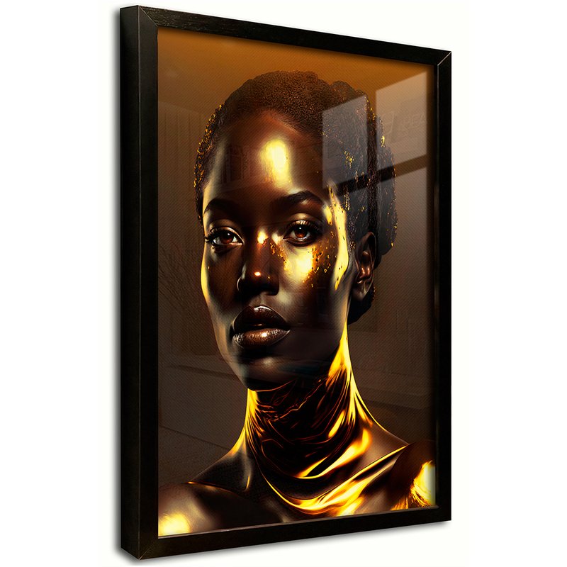 Gold Black Woman Canvas