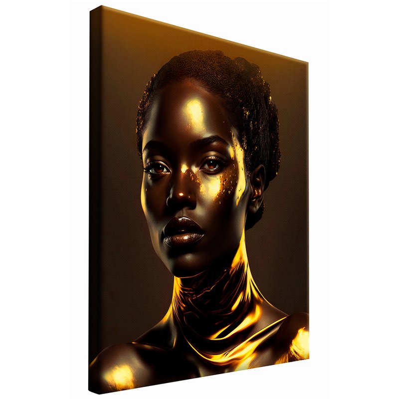 Gold Black Woman Canvas