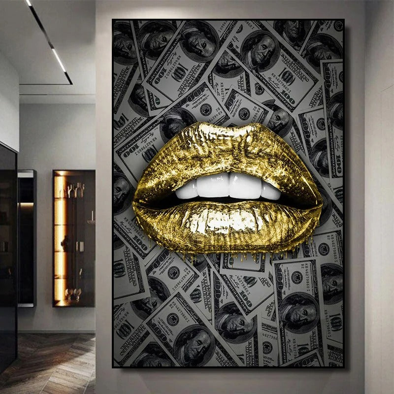 Gold Dollar Lips Canvas