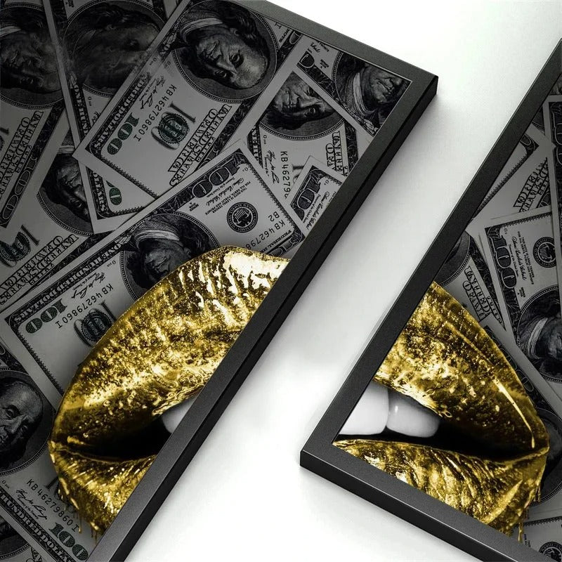 Gold Dollar Lips Canvas