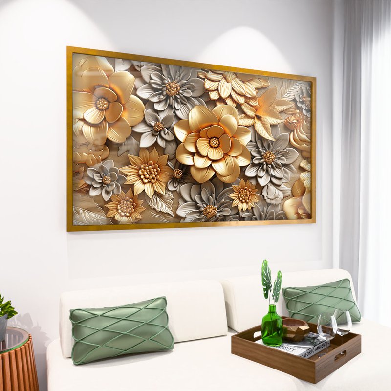 Gold Floral in Ceramic V2048 Canvas