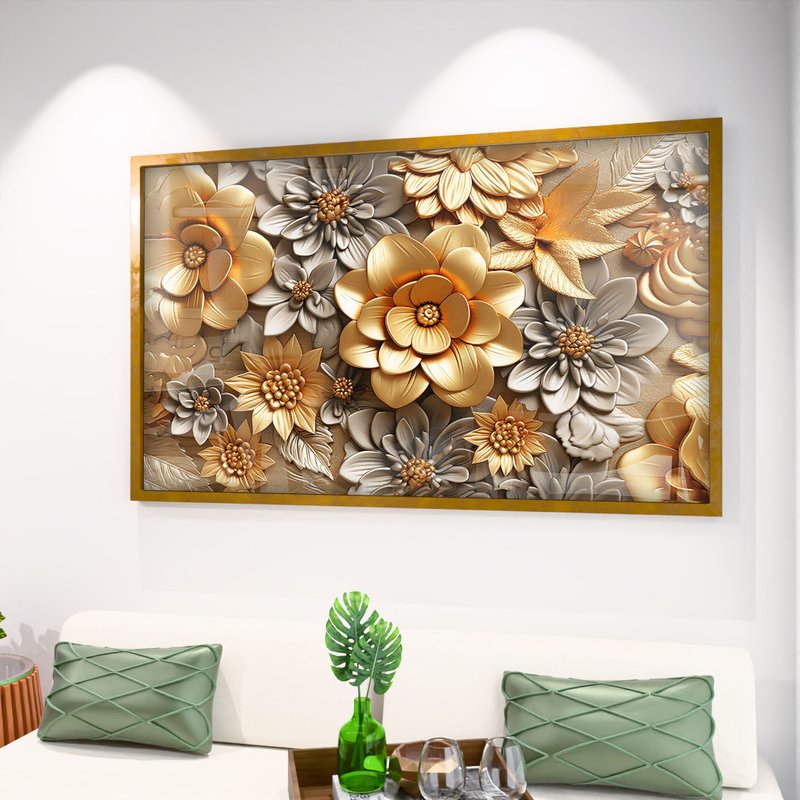 Gold Floral in Ceramic V2048 Canvas