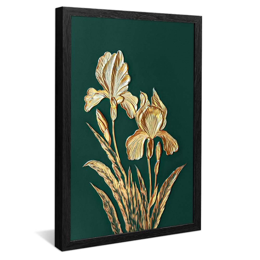 Gold Flower on Green Background V2094 Canvas