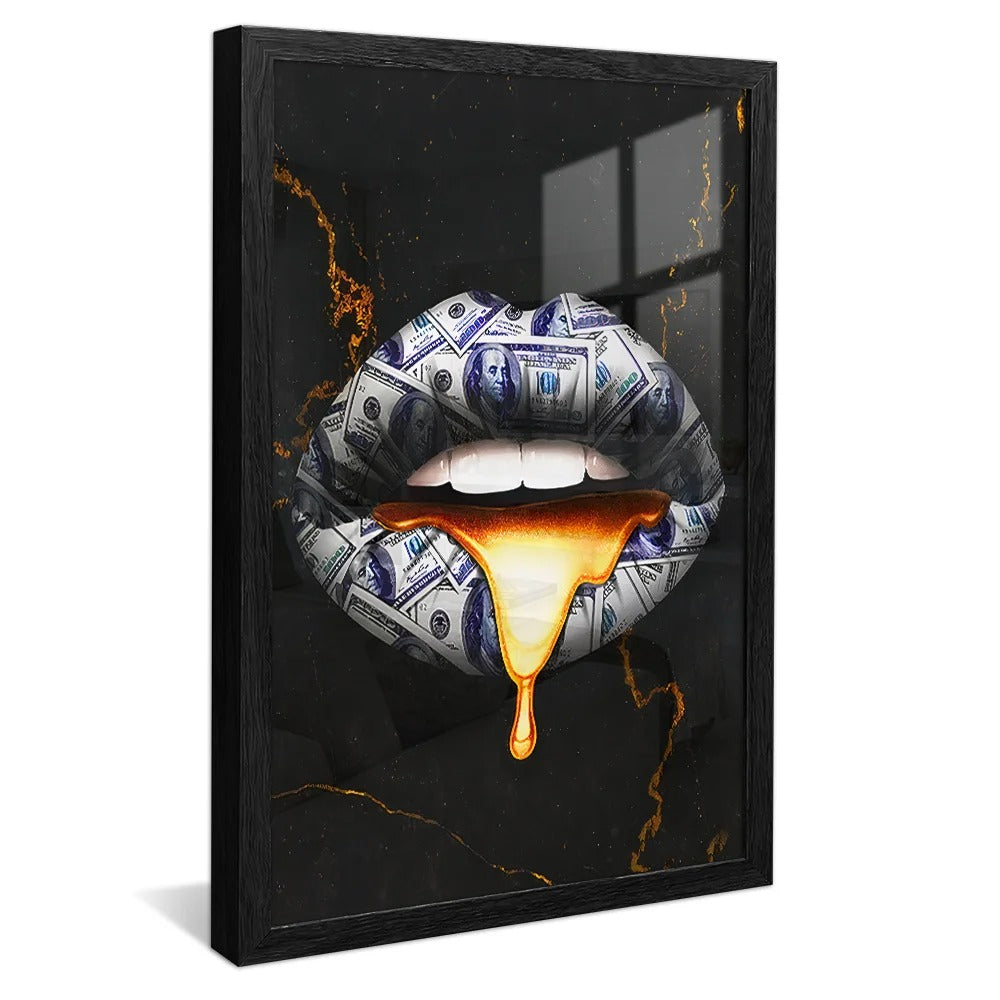 Gold Money Lips Canvas