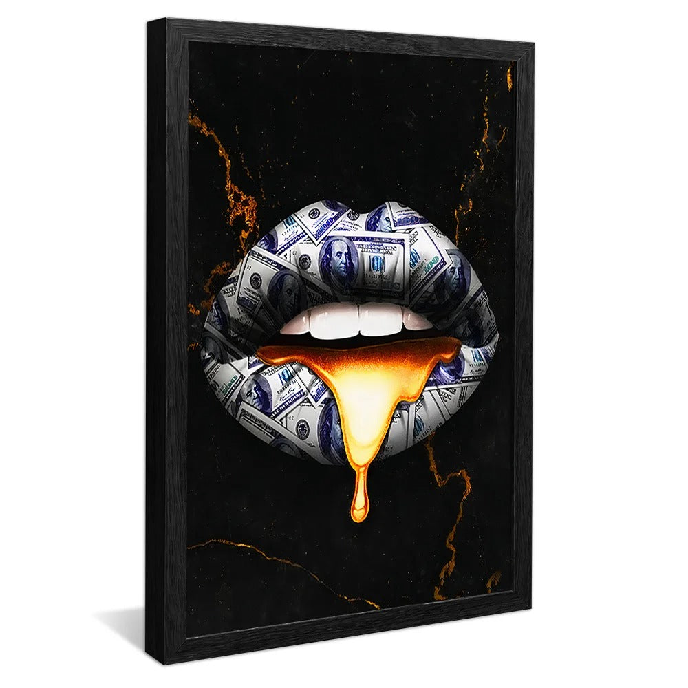 Gold Money Lips Canvas