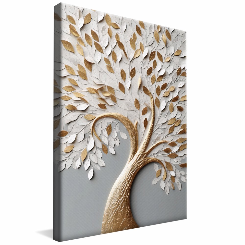 Gold Tree with White Petals V26 Canvas