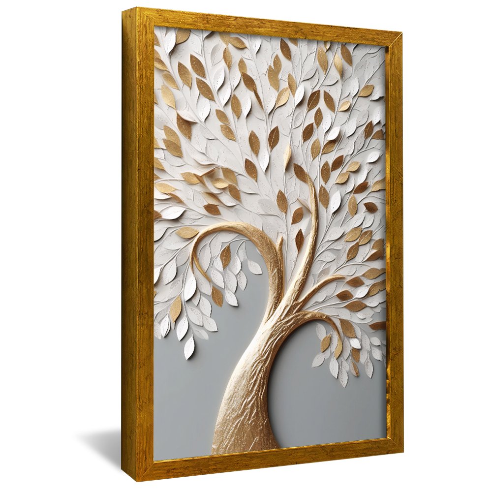 Gold Tree with White Petals V26 Canvas