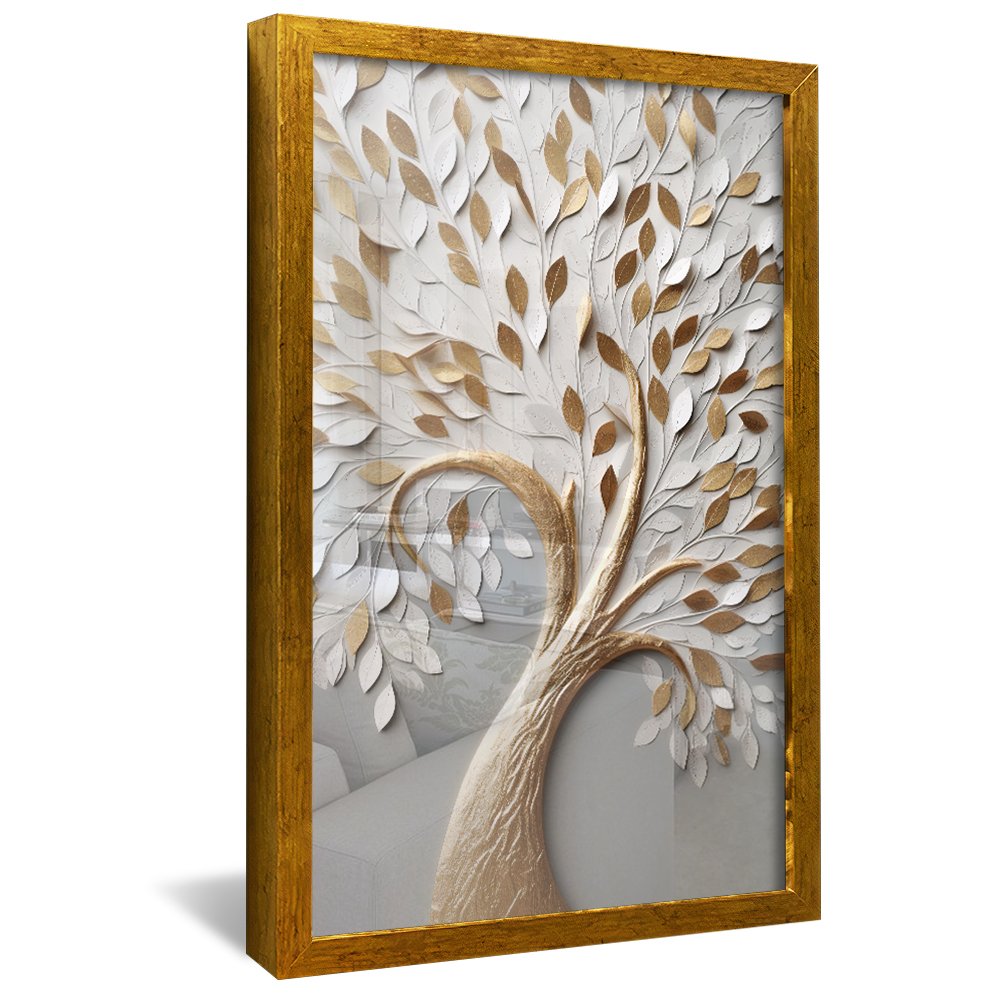 Gold Tree with White Petals V26 Canvas