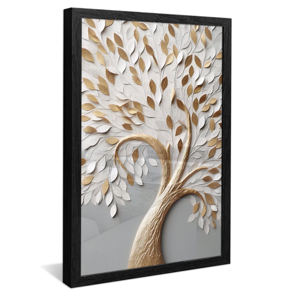 Gold Tree with White Petals V26 Canvas