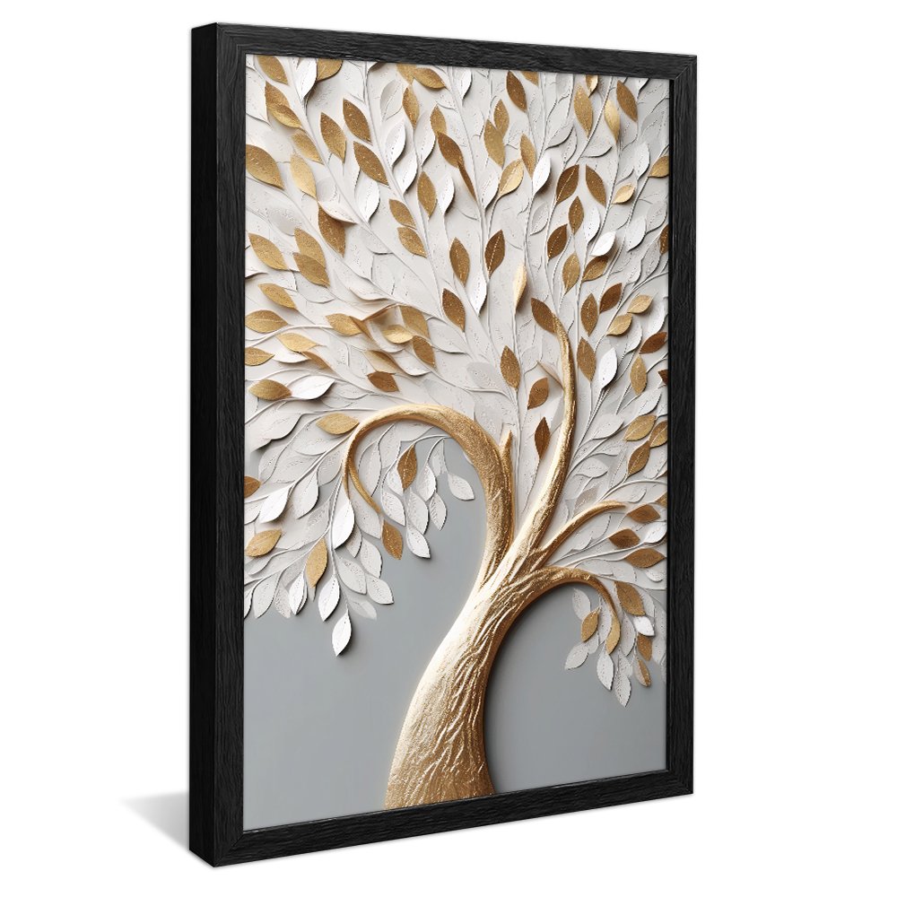 Gold Tree with White Petals V26 Canvas